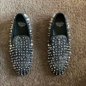 Black Dress shoes with silver rhinestones